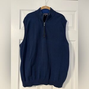 Roundtree & Yorke 1/4 Zip Sweater Vest Pullover 100% Cotton Navy Men’s 2XB